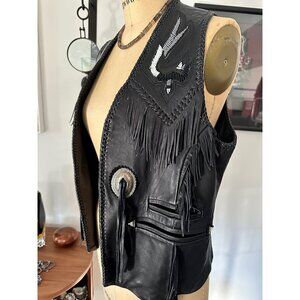 Rare Mealey's AZTEC Pitic Leather vest, Black Vintage, UNWORN and NUMBERED